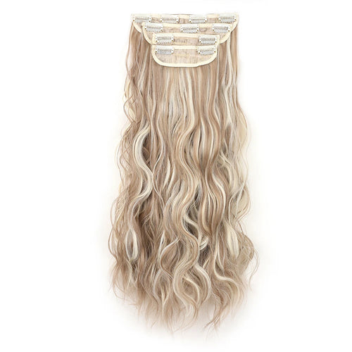 Clip in Long Wavy Synthetic Hair Extension 16/20/24 Inch 4PCS  to Hairpieces Fiber Thick Double Weft Hair Extension for Women