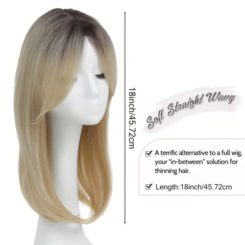 Synthetic Topper With Hair Bangs Hair Clip In Hair Extensions For Women Increase hair volume Cover White hair & Hairline