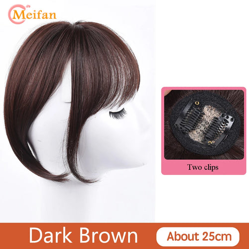 MEIFAN Synthetic Middle Part Topper Hairpiece with Bangs Clip-In Bangs Extension Natural Invisible Clourse Hairpiece for Women