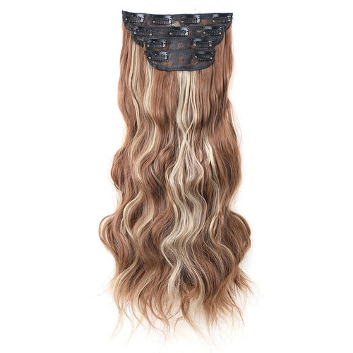 Clip in Long Wavy Synthetic Hair Extension 16/20/24 Inch 4PCS  to Hairpieces Fiber Thick Double Weft Hair Extension for Women