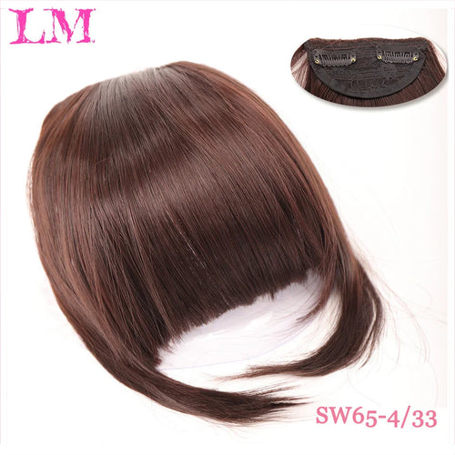LM Natural Straight Synthetic Blunt Bangs High Temperature Fiber Brown Women Clip-In Full Bangs With Fringe Of Hair 6 Inch