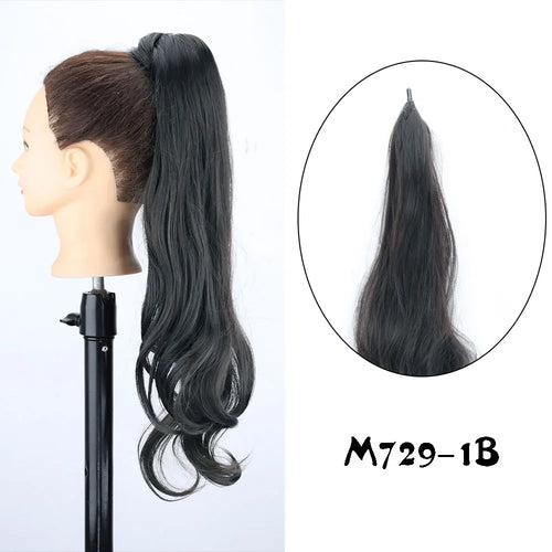 30Inch Synthetic PonyTail Long Wavy Layered Flexible Wrap Around Ponytail Hair Extensions Wave Hairpiece for Women