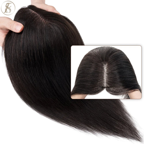 TESS Hair Toppers 8x10cm Hand Made Women Topper Natural Hair Wigs Hair Clip In Human Hair Extensions Single Knot Lace Hairpiece