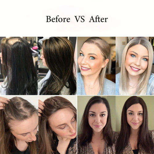 Synthetic Topper With Hair Bangs Hair Clip In Hair Extensions For Women Increase hair volume Cover White hair & Hairline