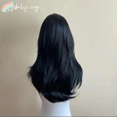 Ashley™ Headband Wig – Soft Black Waves with Chic French Bangs