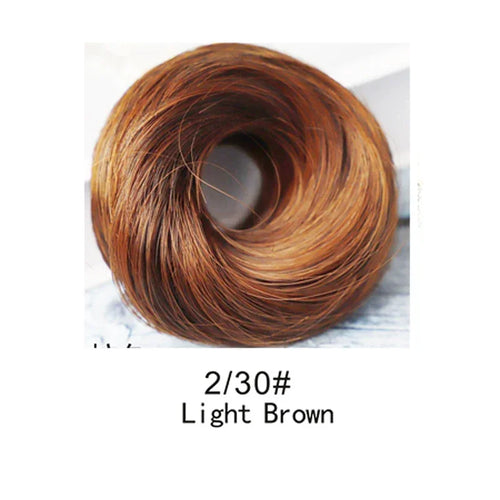 Synthetic Messy Bun Hair Piece – Straight Chignon Extension with Mini Rubber Band