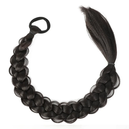 24-Inch Synthetic Long Braided Ponytail – High-Temperature Fiber Hair Extension