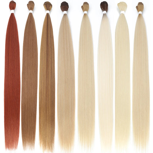 Straight Hair Bundles – Brown & Blonde Heat-Resistant Synthetic Extensions for Women