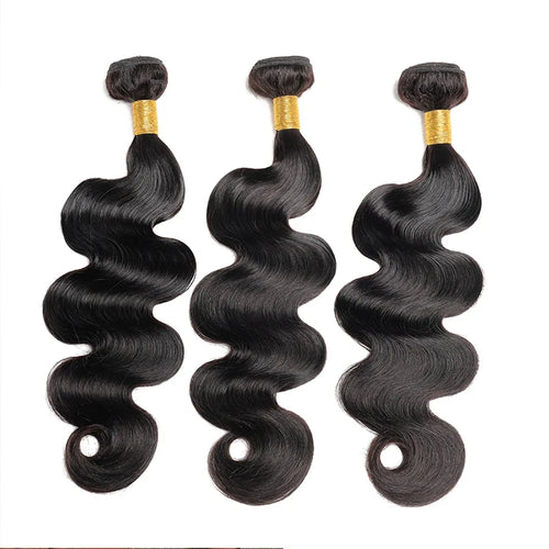 Body Wave Hair Bundles – Natural Black, Brazilian-Style Synthetic Extensions, 1/3/4 Pieces for Women