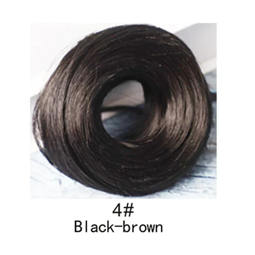 Synthetic Messy Bun Hair Piece – Straight Chignon Extension with Mini Rubber Band