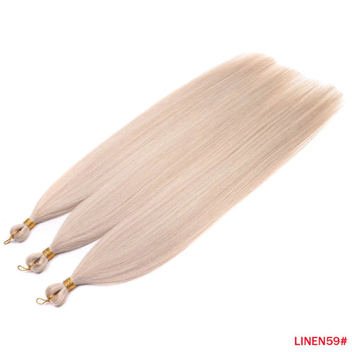 28-Inch Straight Pony Hair Bundles – 3pcs Synthetic Hair, Ombre Silver Grey, Easy Clip-In