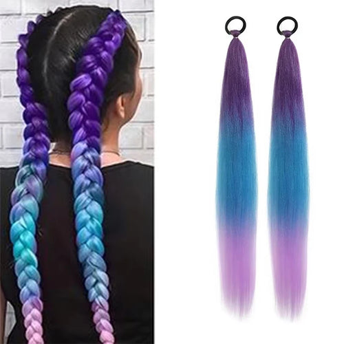 2PCS 26-Inch Synthetic Long Straight Ponytail – Colorful Braiding Hair Extensions