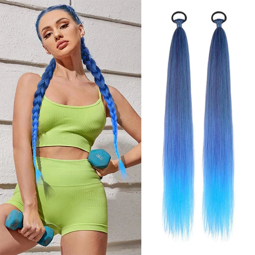 2PCS 26-Inch Synthetic Long Straight Ponytail – Colorful Braiding Hair Extensions
