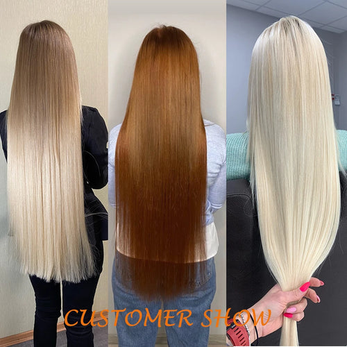 Straight Hair Bundles – Brown & Blonde Heat-Resistant Synthetic Extensions for Women