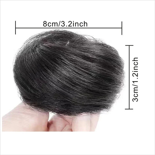 Synthetic Messy Bun Hair Piece – Straight Chignon Extension with Mini Rubber Band