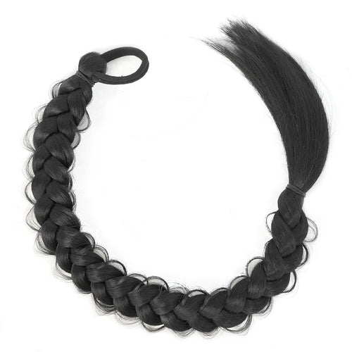 24-Inch Synthetic Long Braided Ponytail – High-Temperature Fiber Hair Extension