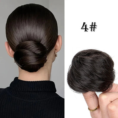 Synthetic Elastic Messy Bun Hairpieces Curly Scrunchie Black Blonde Brown Chignon Band Updo Donut for Women Fake Hair