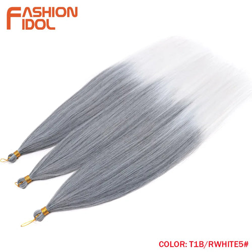 Extensions de cheveux lisses Yaki en queue de cheval, paquet de 28, brun ombré