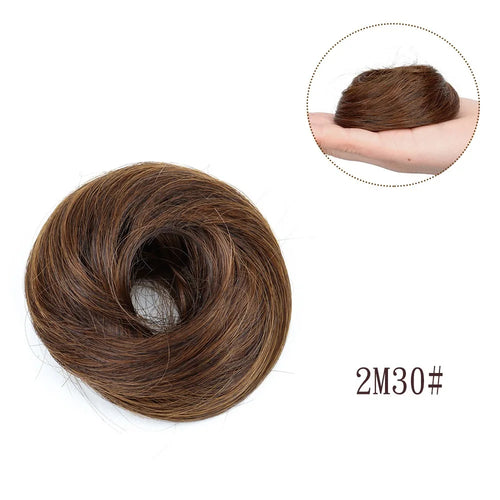 Synthetic Elastic Messy Bun Hairpieces Curly Scrunchie Black Blonde Brown Chignon Band Updo Donut for Women Fake Hair