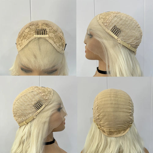 alt="Long loose curly deep wave lace front synthetic wig with middle part for women"