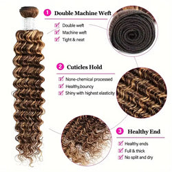 14–30-Inch-Deep Wave Hair Weave Bundles – P4/27 Brazilian-Style Synthetic Hair for Women