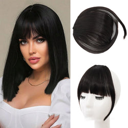 Synthetic Clip-On Bangs Hairpiece – Forehead Fringe with Sideburns, Natural-Look Hair for Women