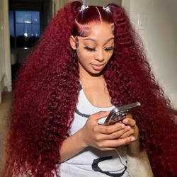 99J Burgundy Lace Frontal Wig – 13x6 HD Deep Wave Human Hair