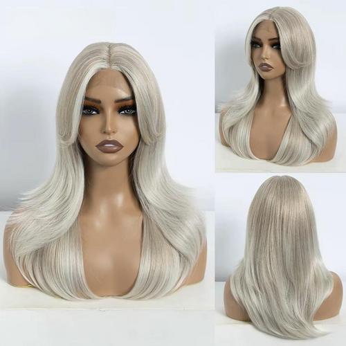 Noble Synthetic Lace Front Wig Straight Bangs Lace Wig 14 Inc Cosplay Ombre Blonde Wigs For Women Lace Wig Synthetic Lace Wig