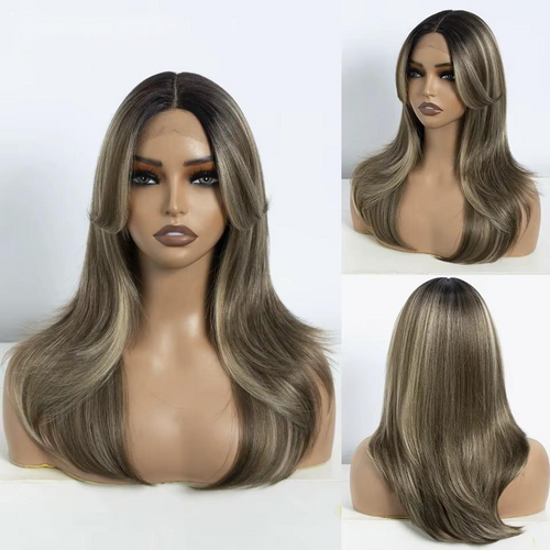 Noble Synthetic Lace Front Wig Straight Bangs Lace Wig 14 Inc Cosplay Ombre Blonde Wigs For Women Lace Wig Synthetic Lace Wig