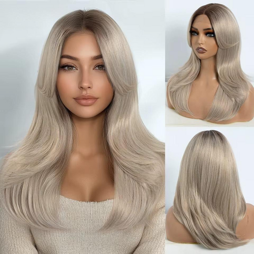 Noble Synthetic Lace Front Wig Straight Bangs Lace Wig 14 Inc Cosplay Ombre Blonde Wigs For Women Lace Wig Synthetic Lace Wig