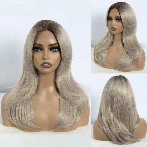 Noble Synthetic Lace Front Wig Straight Bangs Lace Wig 14 Inc Cosplay Ombre Blonde Wigs For Women Lace Wig Synthetic Lace Wig