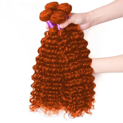 Deep Wave Human Hair Wigs Bundles Orange Ginger Brazilian
