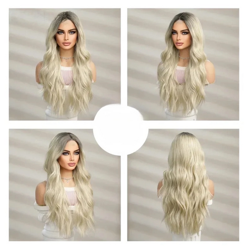 Perruque élégante Ombre Lace Front – Cheveux synthétiques longs bouclés et ondulés
