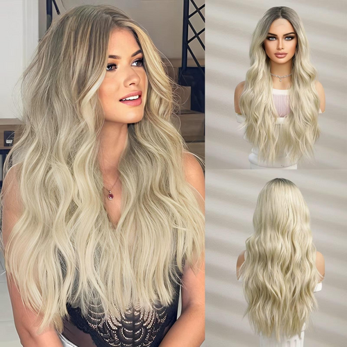 Perruque élégante Ombre Lace Front – Cheveux synthétiques longs bouclés et ondulés