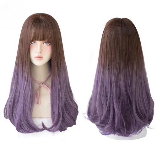 7JHH Long Straight Lolita Ombre Purple with Bangs