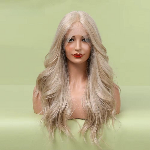 Long Lace Front Wig – Blonde Wave Synthetic Hair with Baby Hair, Heat-Resistant