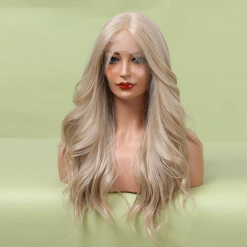 Long Lace Front Wig – Blonde Wave Synthetic Hair with Baby Hair, Heat-Resistant