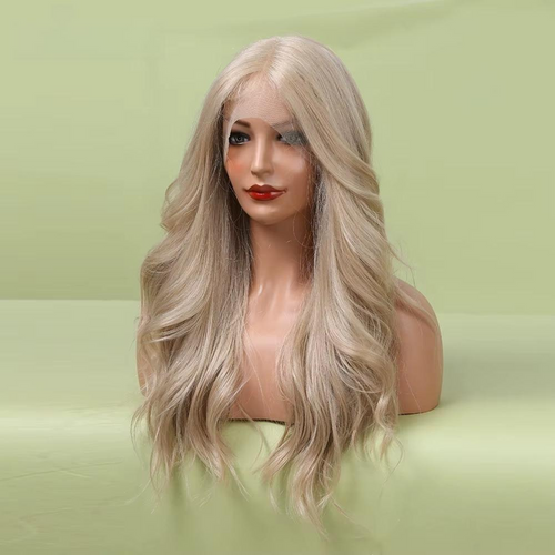 Long Lace Front Wig – Blonde Wave Synthetic Hair with Baby Hair, Heat-Resistant