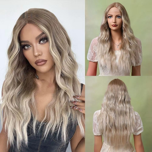 Long Lace Front Wig – Blonde Wave Synthetic Hair with Baby Hair, Heat-Resistant