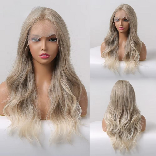Long Lace Front Wig – Blonde Wave Synthetic Hair with Baby Hair, Heat-Resistant