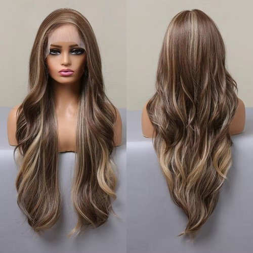 Long Lace Front Wig – Blonde Wave Synthetic Hair with Baby Hair, Heat-Resistant