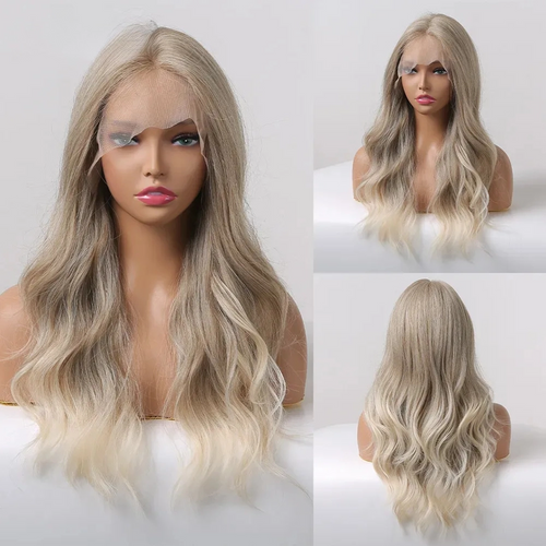 Long Lace Front Wig – Blonde Wave Synthetic Hair with Baby Hair, Heat-Resistant