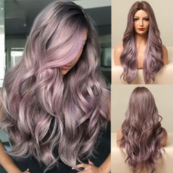 GEMMA Long Straight Synthetic Wig with Bangs – Red Brown Ombre