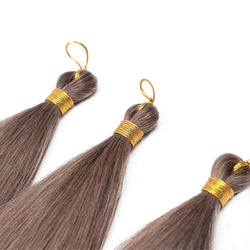 28-Inch Yaki Straight Hair Bundles – 3 Pieces, 300g Ombre Brown Synthetic Pony Hair for Women