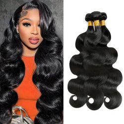 Body Wave Hair Bundles – Natural Black, Brazilian-Style Synthetic Extensions, 1/3/4 Pieces for Women