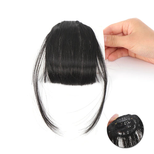 Synthetic Clip-In Air Bangs – Natural-Look Invisible Front Fringe Hairpiece for Women