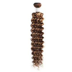14–30-Inch-Deep Wave Hair Weave Bundles – P4/27 Brazilian-Style Synthetic Hair for Women