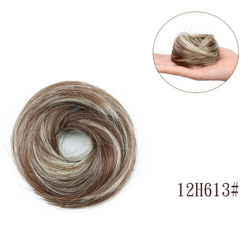Synthetic Elastic Messy Bun Hairpieces Curly Scrunchie Black Blonde Brown Chignon Band Updo Donut for Women Fake Hair