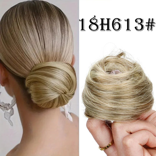 Synthetic Elastic Messy Bun Hairpieces Curly Scrunchie Black Blonde Brown Chignon Band Updo Donut for Women Fake Hair