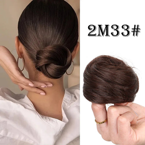 Synthetic Elastic Messy Bun Hairpieces Curly Scrunchie Black Blonde Brown Chignon Band Updo Donut for Women Fake Hair